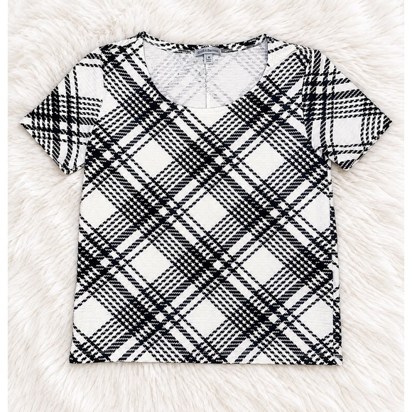Charlotte Russe Tops - Charlotte Russe Black & White Plaid Waffle Knit Top Size S | Geometric Y2K